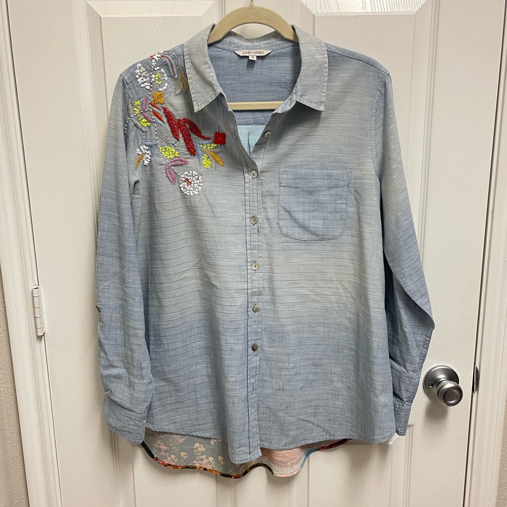 John Mark Denim Pattern Button Down